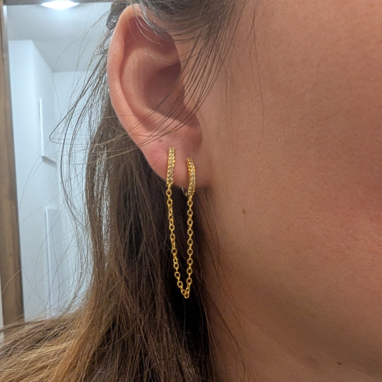 Boucles d'oreilles Elina créoles zircons Soléa - vue 5
