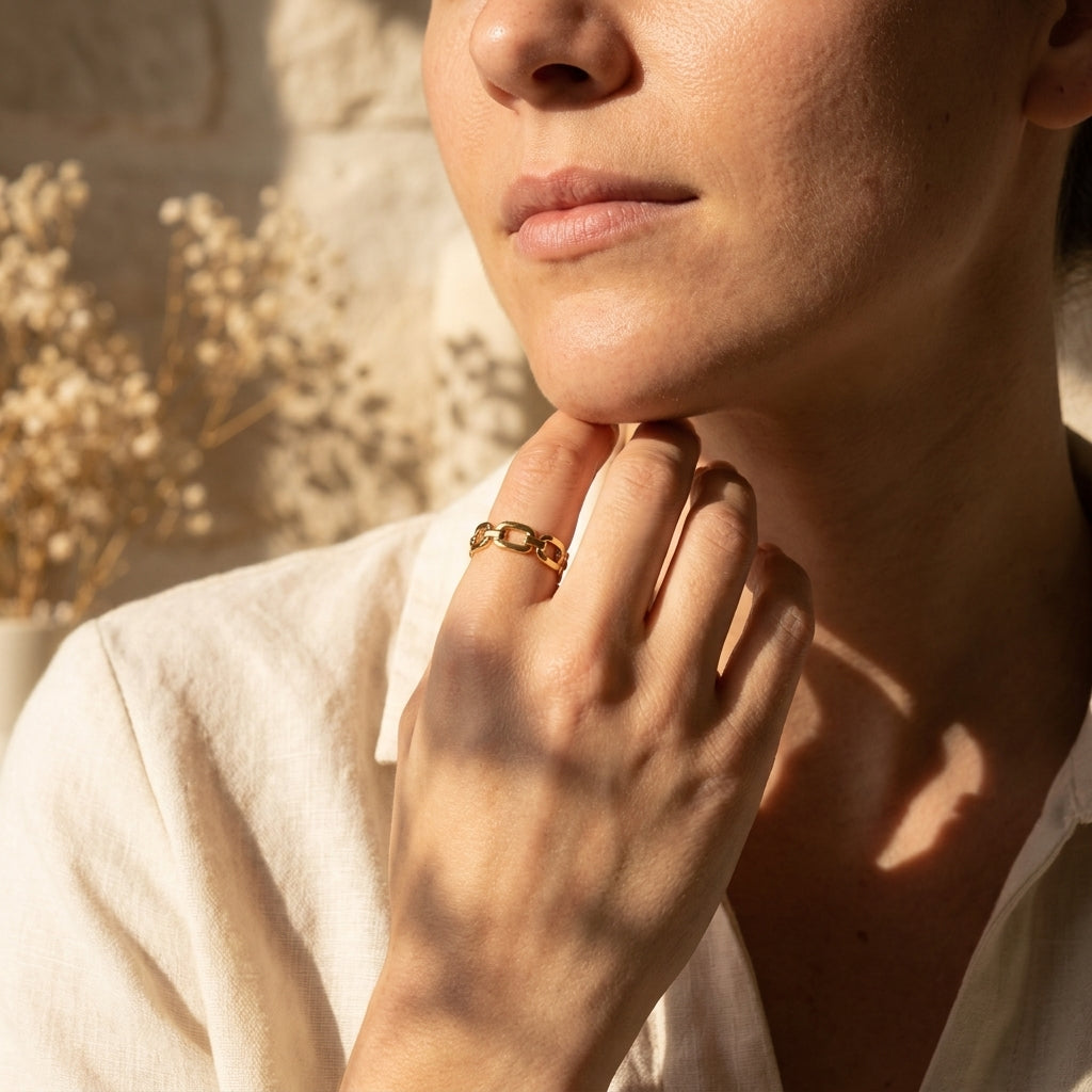 Bague Léna chaîne dorée entrelacée Soléa - vue 3