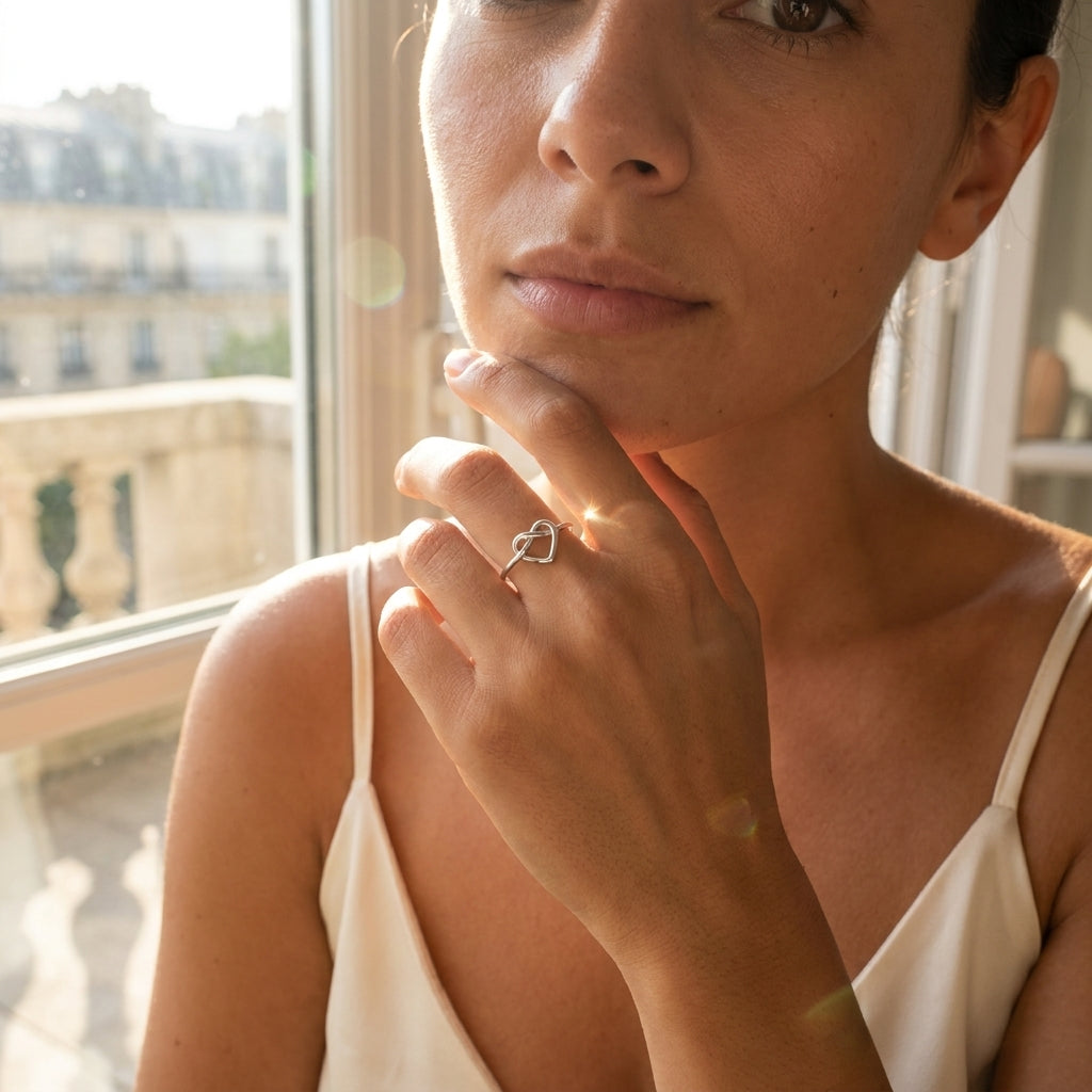 Bague Inaya cœur doré acier inoxydable Soléa - vue 6