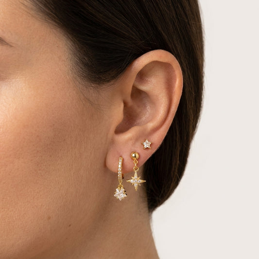 Boucles d'oreilles Aurora trio doré Soléa - vue 2