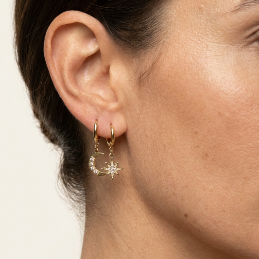 Boucles d'oreilles Siléna créoles jour nuit Soléa - vue 2