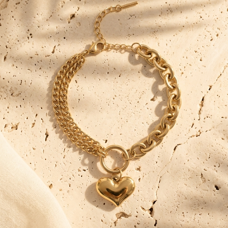 Bracelet Célia cœur doré suspendu Soléa - vue 5