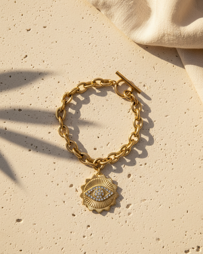 Bracelet Aïna maillons épais dorés Soléa - vue 1