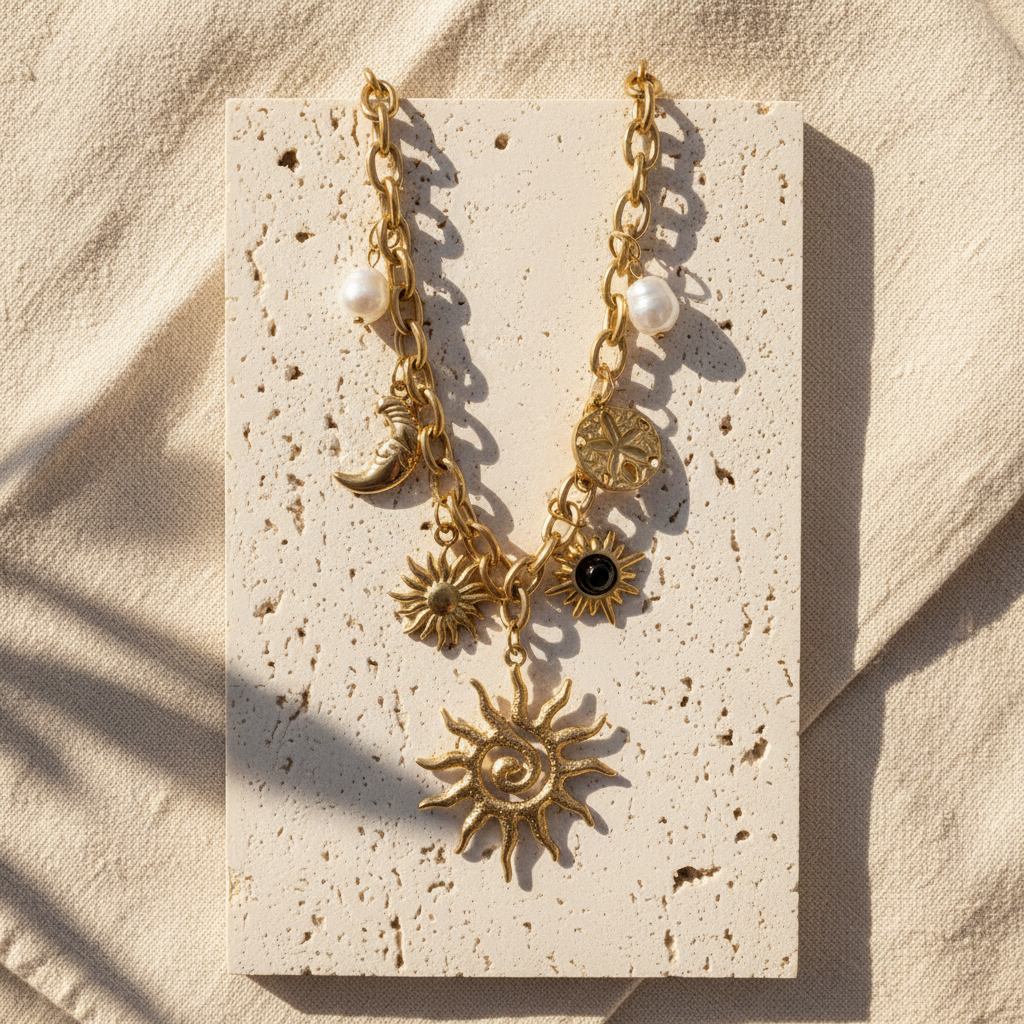 Collier Nova pendentif astral doré Soléa - vue 1