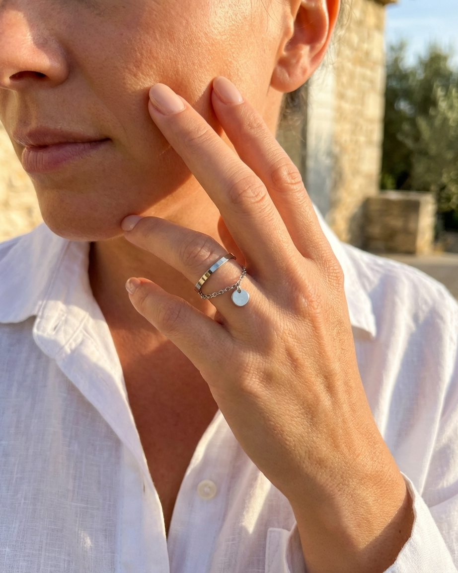 Bague Althéa anneau ouvert acier inoxydable Soléa - vue 7