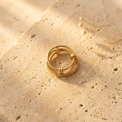 Bague Infinité anneaux dorés entrelacés Soléa - vue 1