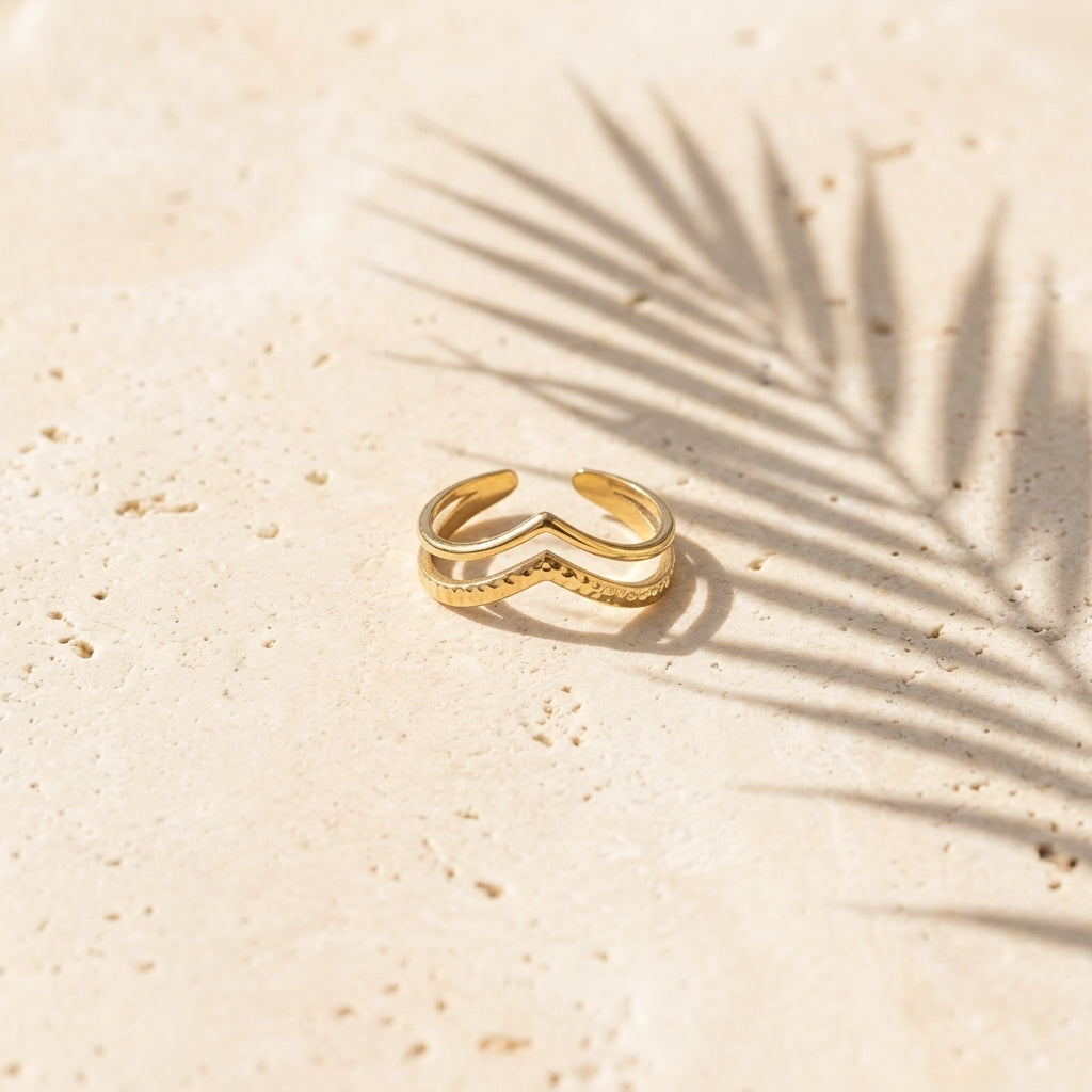 Bague Victoria double anneau ondulé Soléa - vue 1