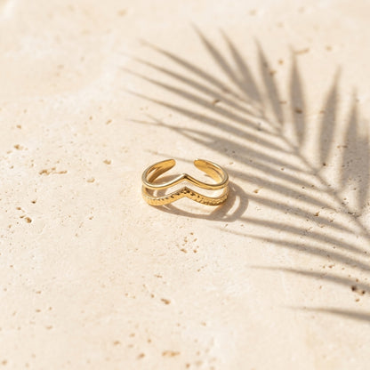 Bague Victoria double anneau ondulé Soléa - vue 1