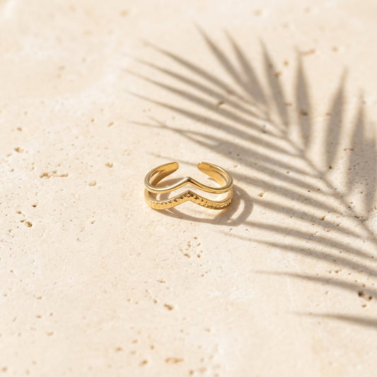 Bague Victoria double anneau ondulé Soléa - vue 1