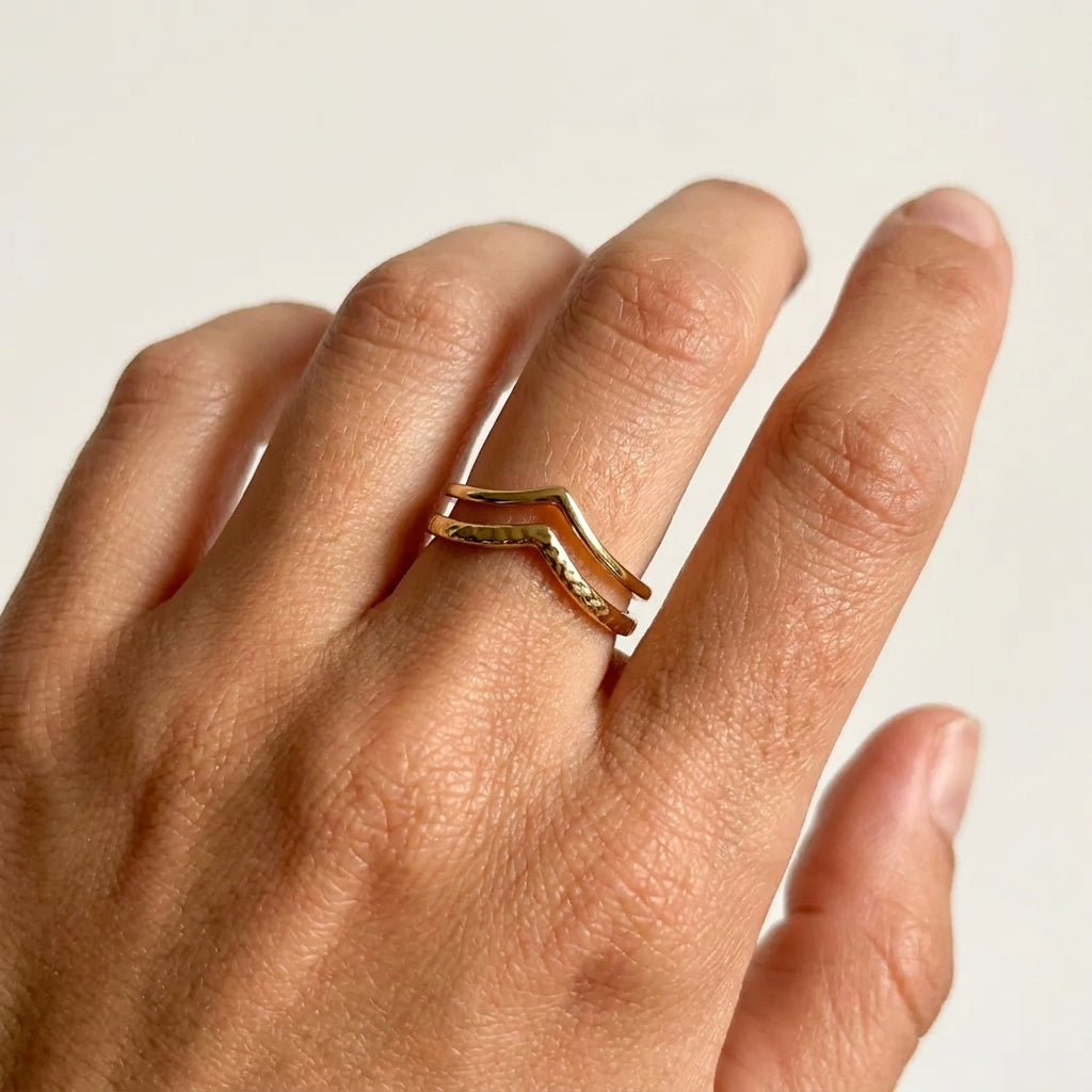 Bague Victoria double anneau ondulé Soléa - vue 2