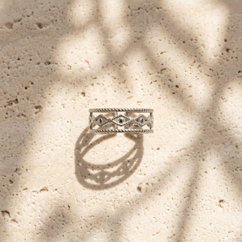 Bague Sahara anneau ouvert doré argenté Soléa - vue 1
