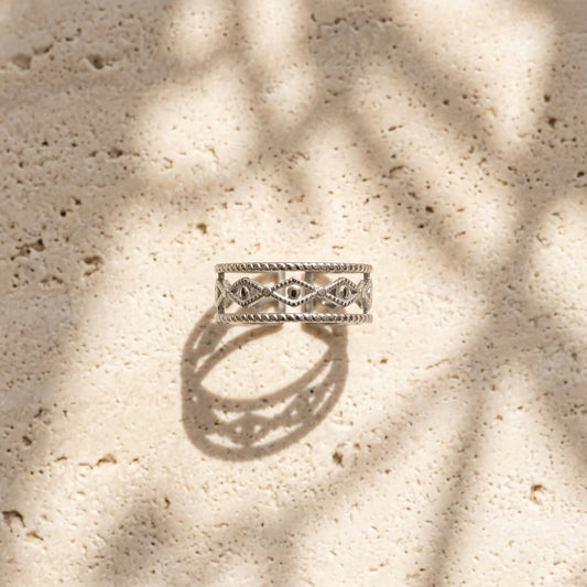 Bague Sahara anneau ouvert doré argenté Soléa - vue 1