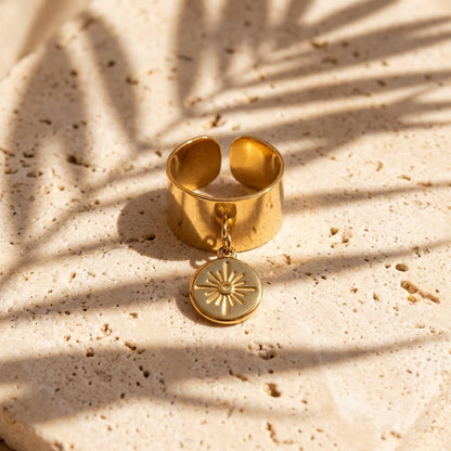 Bague Hélia anneau ouvert doré ajustable Soléa - vue 1