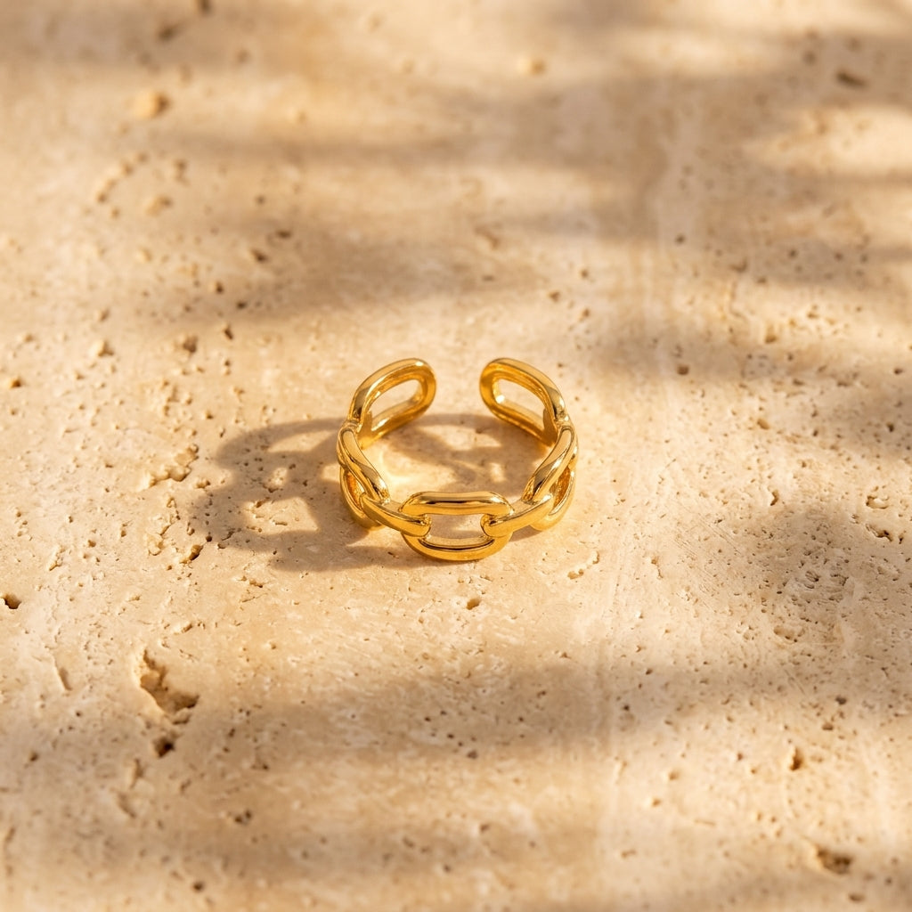 Bague Léna chaîne dorée entrelacée Soléa - vue 1