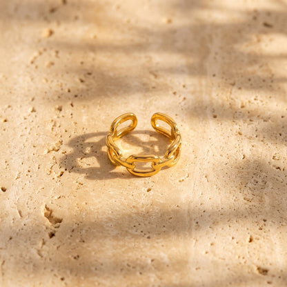 Bague Léna chaîne dorée entrelacée Soléa - vue 1