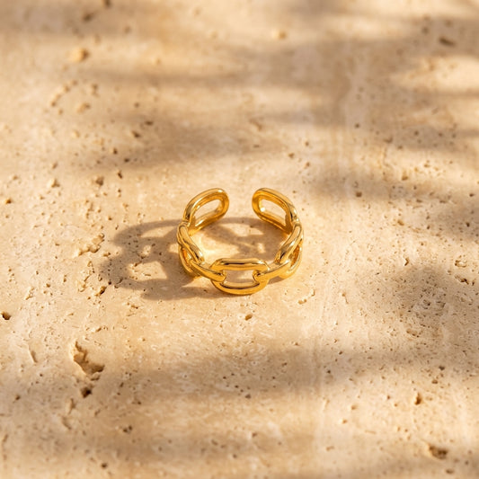 Bague Léna chaîne dorée entrelacée Soléa - vue 1