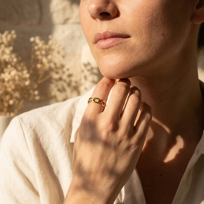 Bague Léna chaîne dorée entrelacée Soléa - vue 3