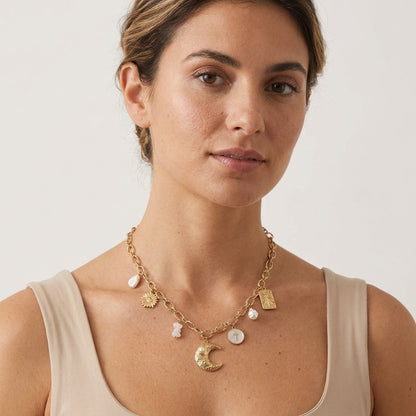 Collier Lunaria croissant de lune et perle Soléa - vue 2