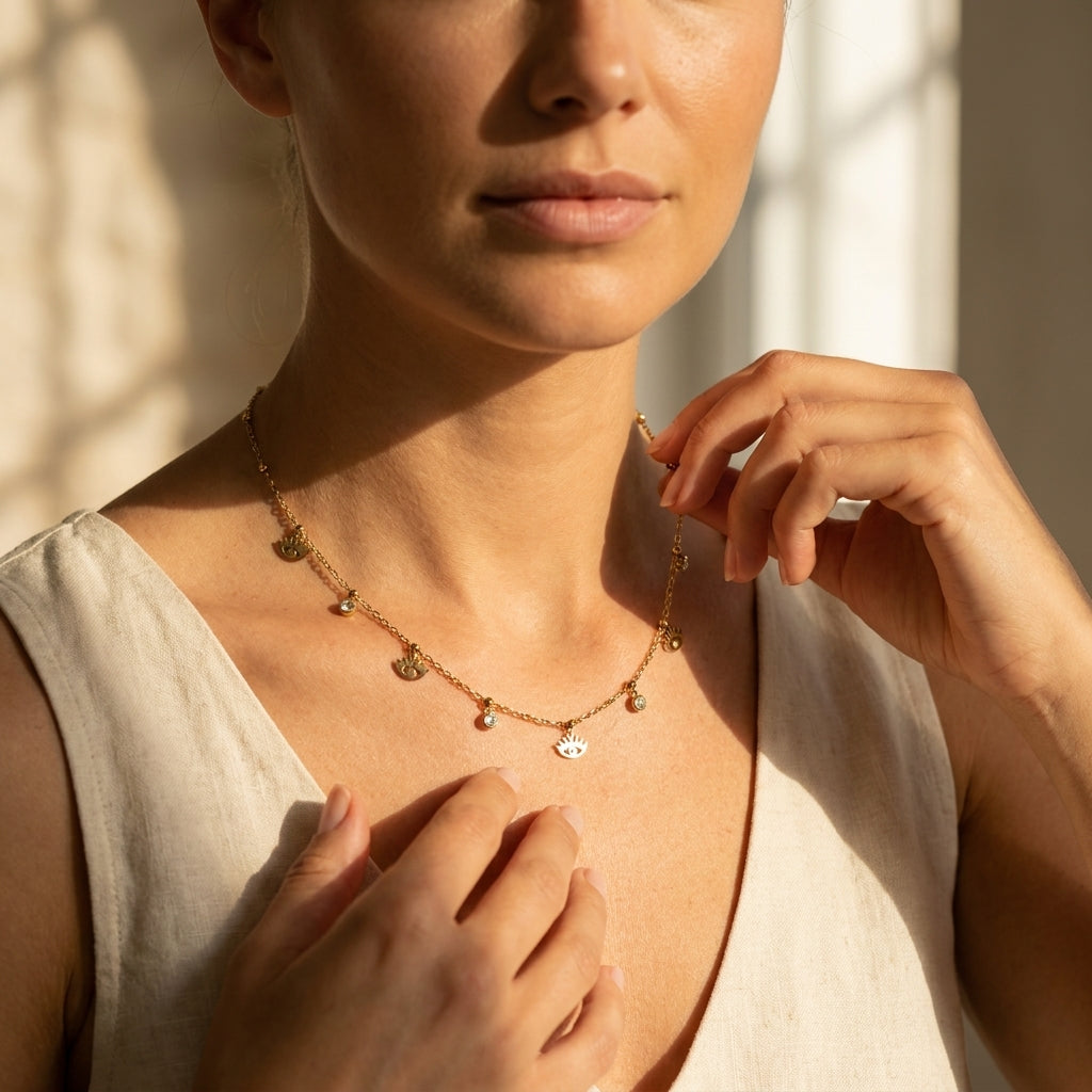 Collier Divina œil protecteur doré Soléa - vue 3