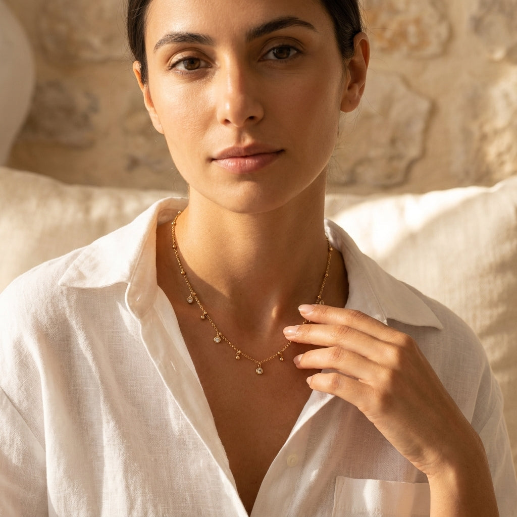 Collier Amaya pendentifs dorés fins Soléa - vue 2