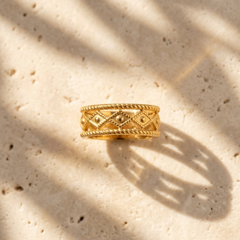 Bague Sahara anneau ouvert doré argenté Soléa - vue 5