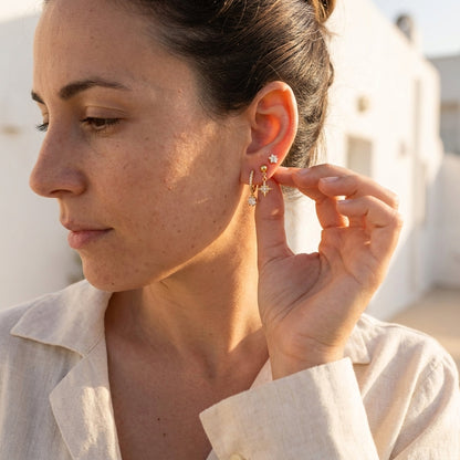 Boucles d'oreilles Aurora trio doré Soléa - vue 3