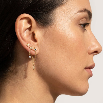 Boucles d'oreilles Lyra constellations dorées Soléa - vue 1