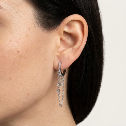 Boucles d'oreilles Luna double chaîne pampilles Soléa - vue 5