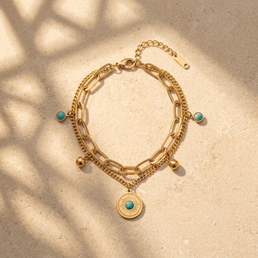 Bracelet Aïla maillons dorés entrelacés Soléa - vue 5