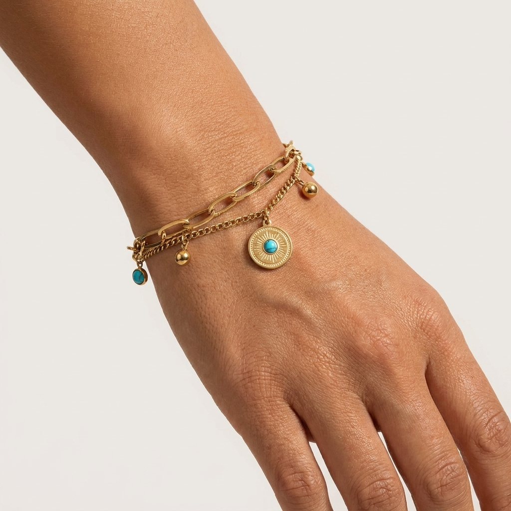 Bracelet Aïla maillons dorés entrelacés Soléa - vue 4