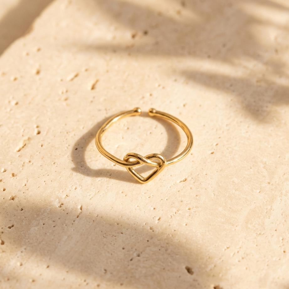 Bague Inaya cœur doré acier inoxydable Soléa - vue 1