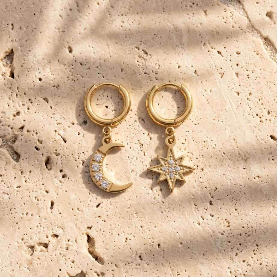 Boucles d'oreilles Siléna créoles jour nuit Soléa - vue 1
