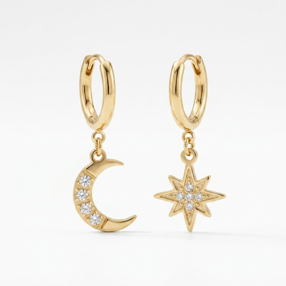 Boucles d'oreilles Siléna créoles jour nuit Soléa - vue 3