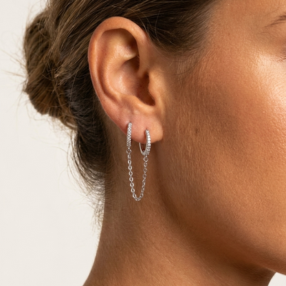 Boucles d'oreilles Elina créoles zircons Soléa - vue 3