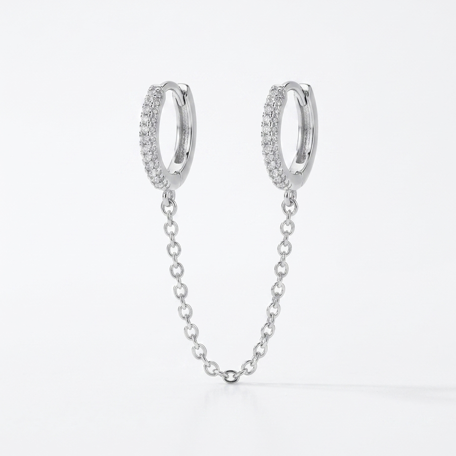 Boucles d'oreilles Elina créoles zircons Soléa - vue 1
