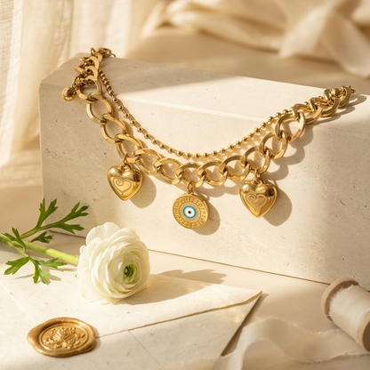 Bracelet Aya double chaîne perlée Soléa - vue 3