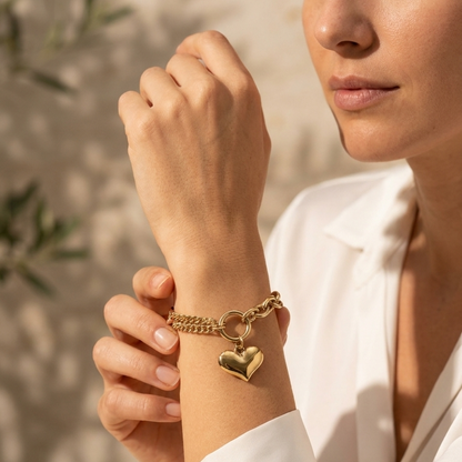 Bracelet Célia cœur doré suspendu Soléa - vue 3