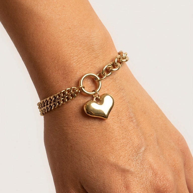 Bracelet Célia cœur doré suspendu Soléa - vue 2