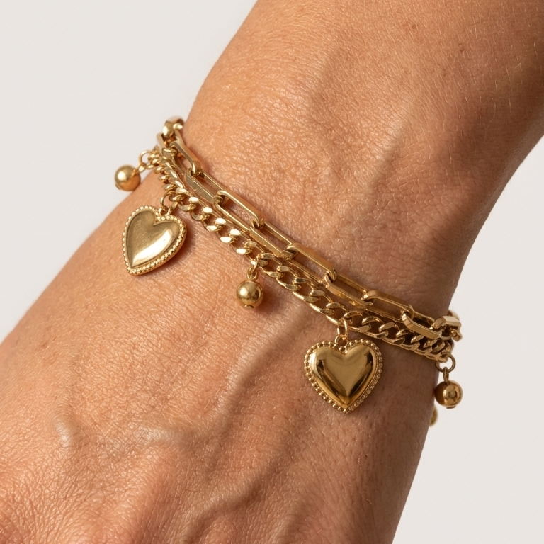 Bracelet Amoréa double chaîne fine Soléa - vue 4