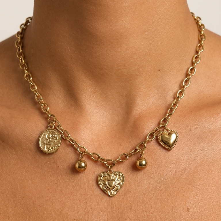 Collier Valentina chaîne maillons dorés Soléa - vue 4