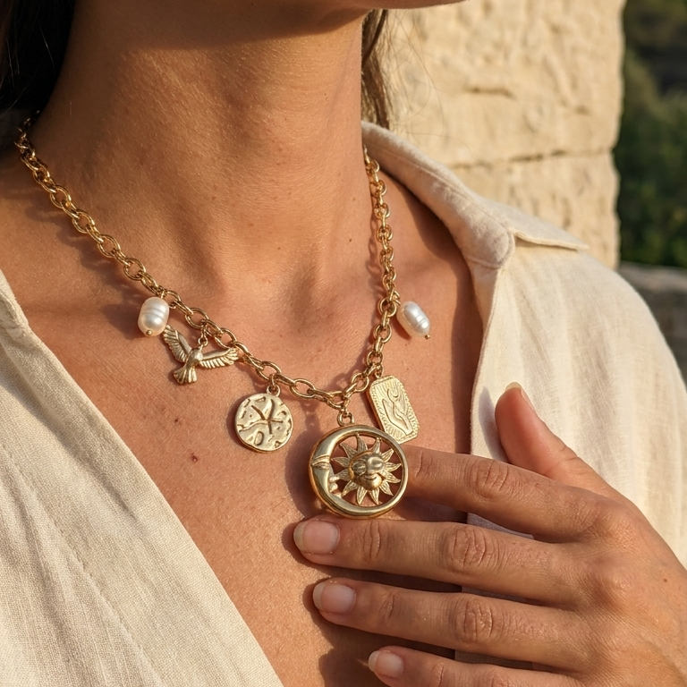 Collier Hélunéa pendentif solaire doré Soléa - vue 4