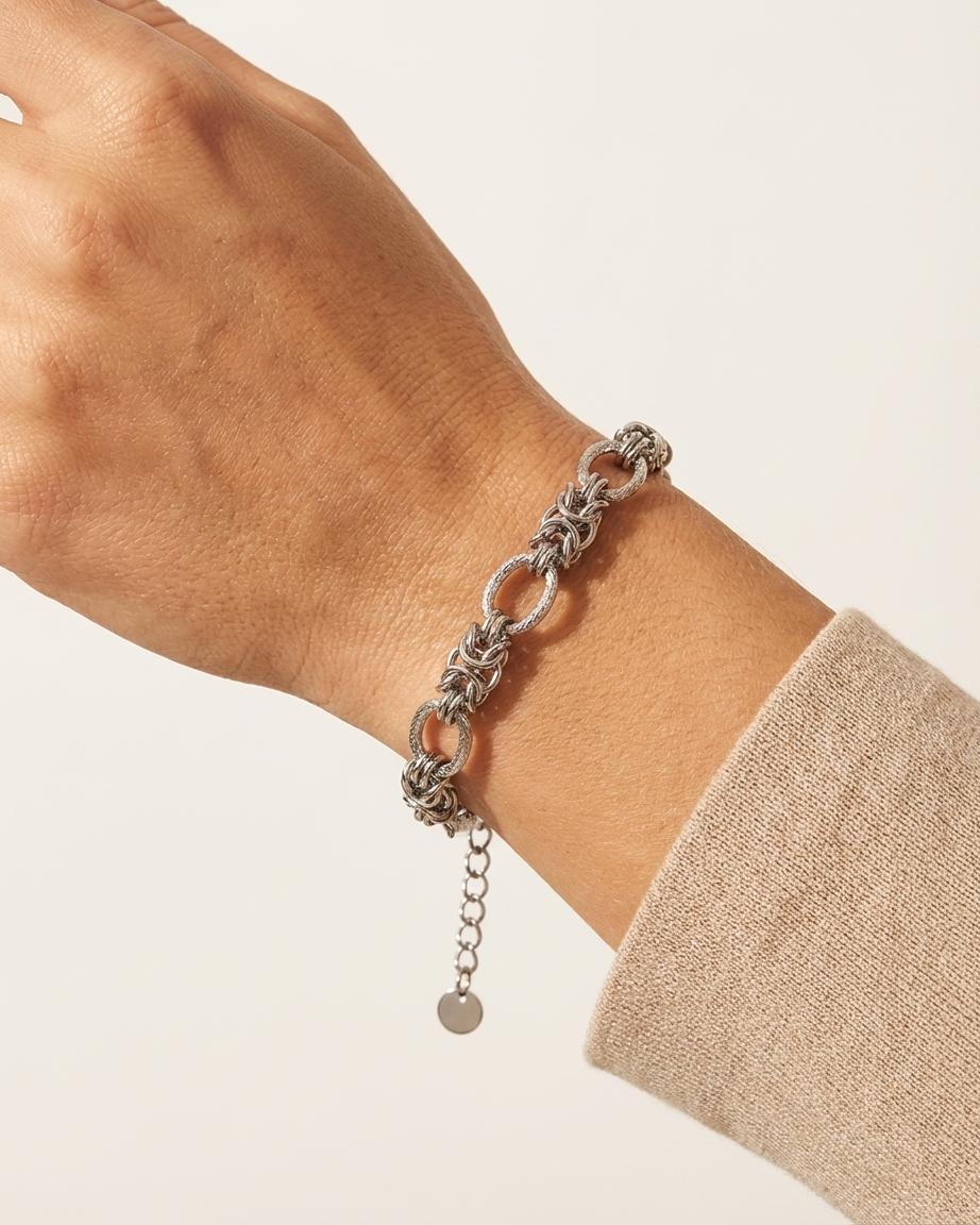Bracelet Camila maillons texturés dorés Soléa - vue 3